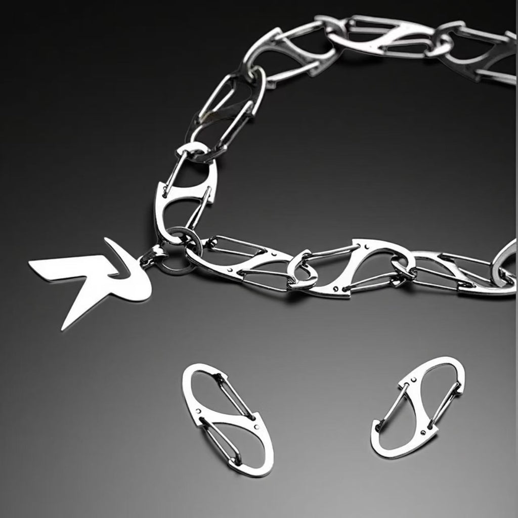  R-Link Magnetic Heart Necklace | industrial silver chain | titanium steel couple jewelry | Cybernicho Molten Collection