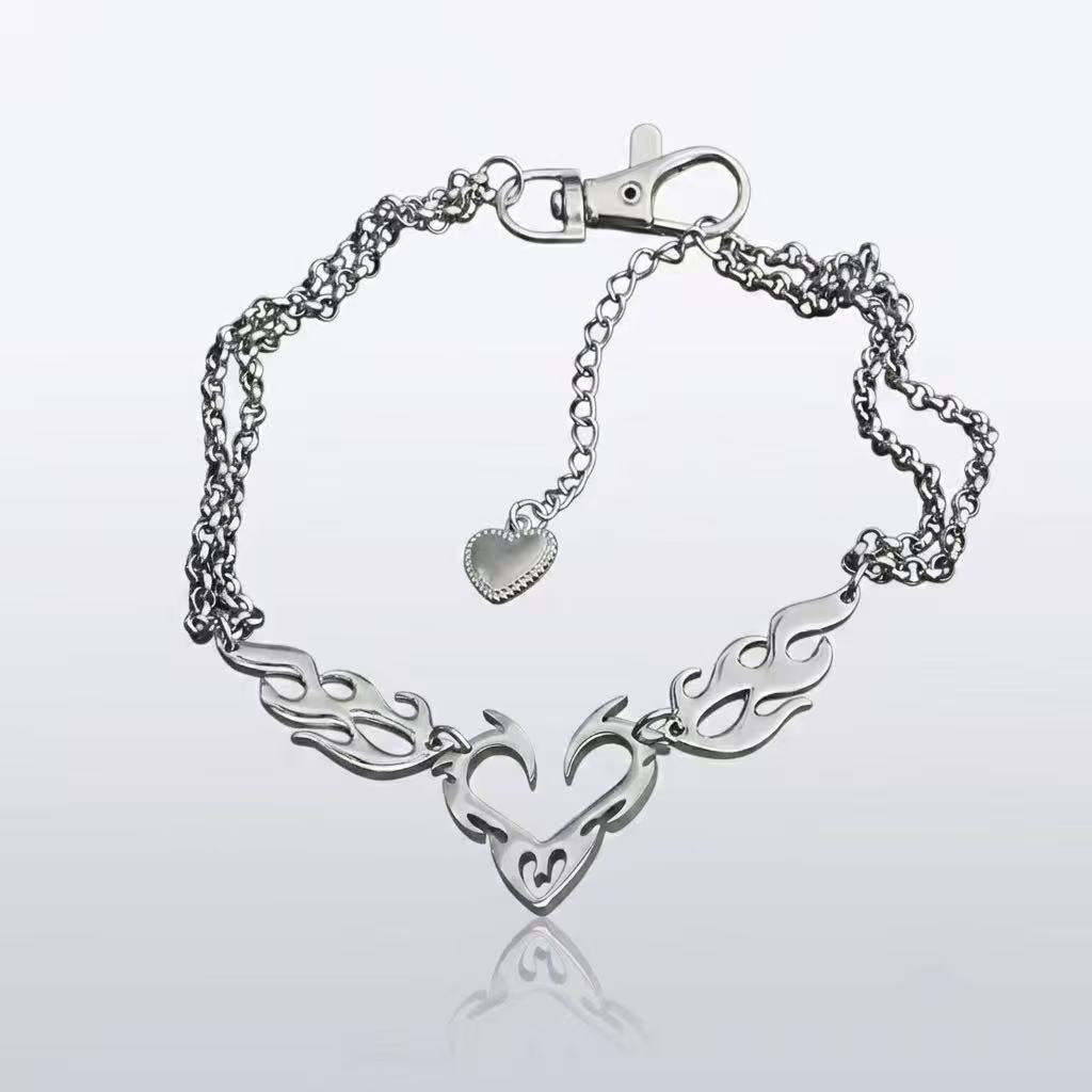 Thorn Heart Necklace | Silver | Cybernicho | Molten Anima Flame Choker | Cyberpunk Goth Jewelry