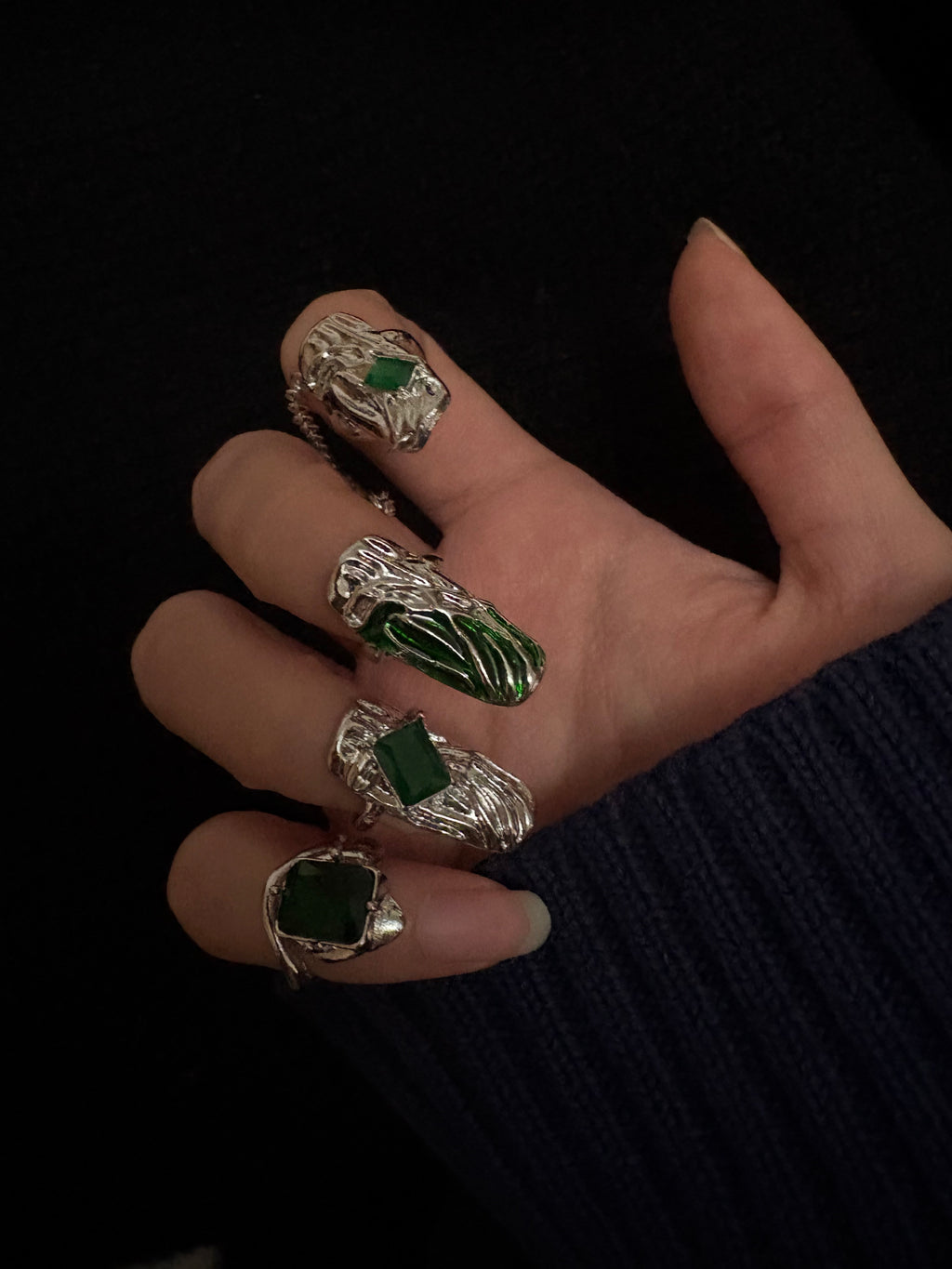 Molten Venom Green Snake Nail Armor Set