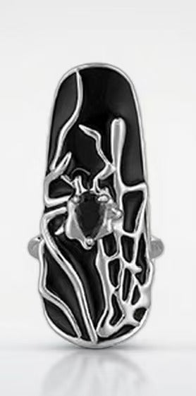 Cyberpunk 5Pcs Liquid Metal Mechanical Nail Ring - Dark Aesthetic Mechanical Armor Ring Niche Neutral Finger Jewelry