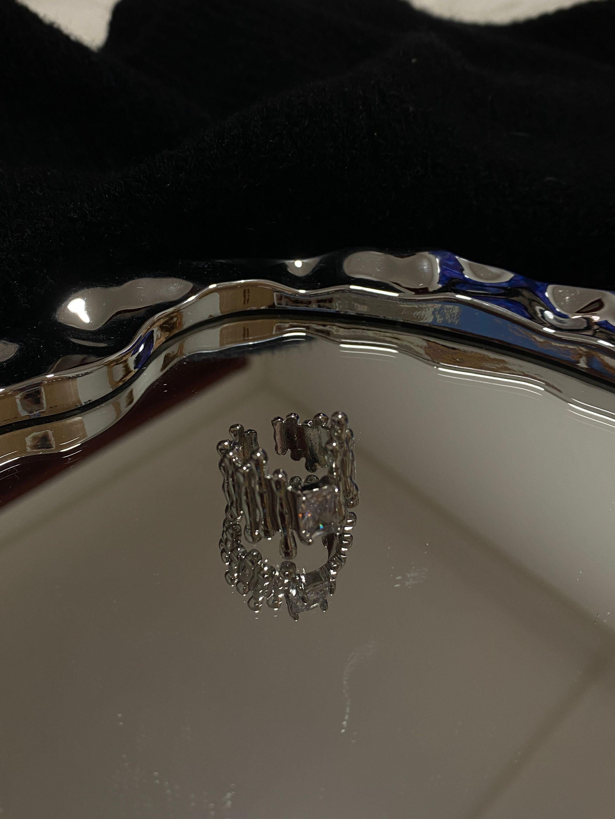 Liquid Metal Geometric Ring - Unique Handmade Jewelry for Her or Him