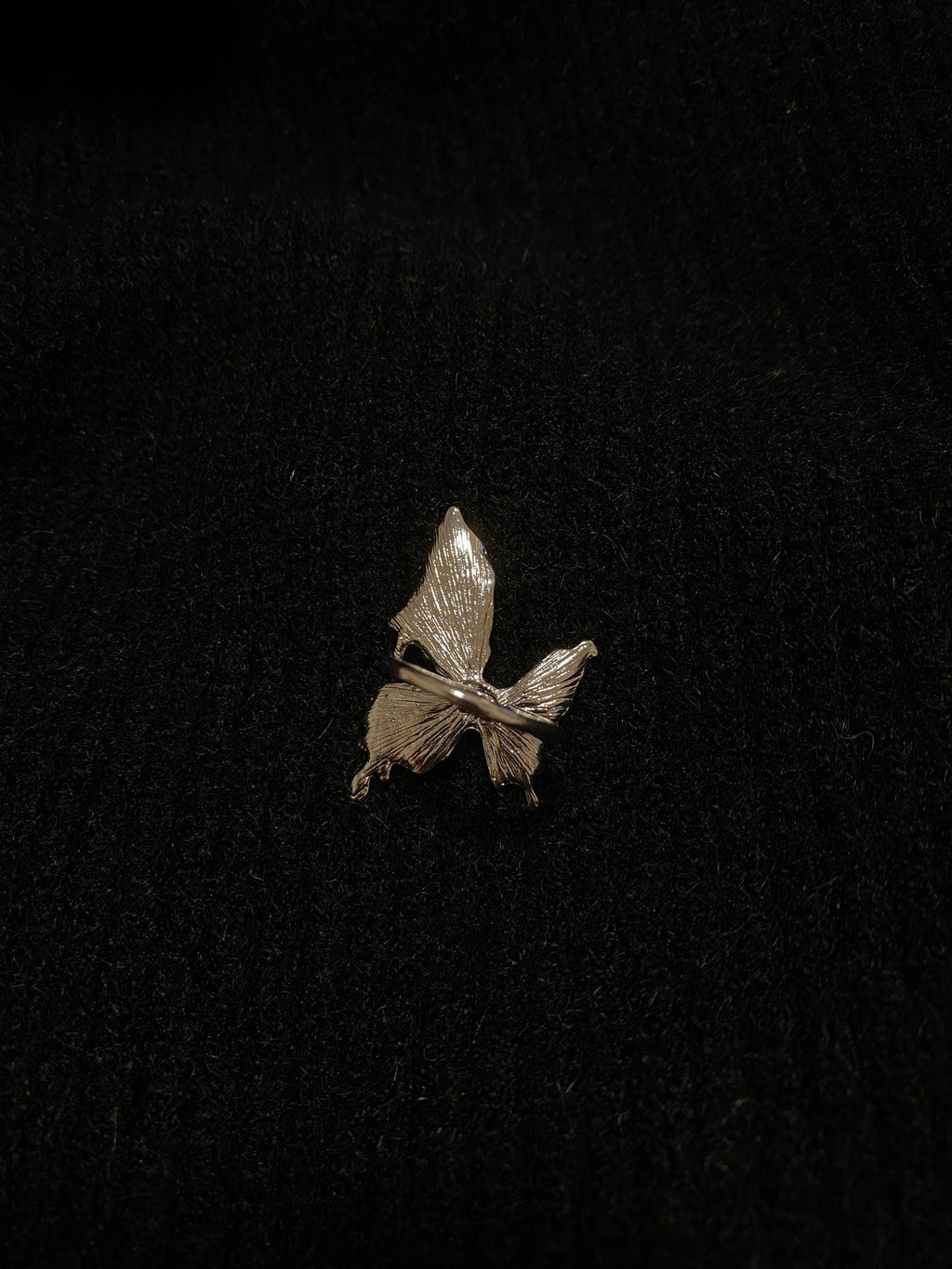 Silver Finish Butterfly Ring: Chunky Liquid Metal Statement Jewelry