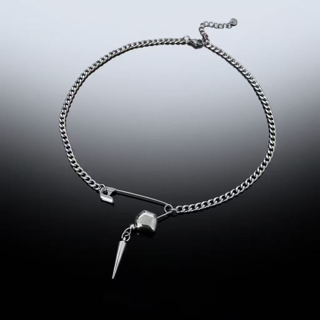 Industrial Grid | Safety Pin Spike Necklace