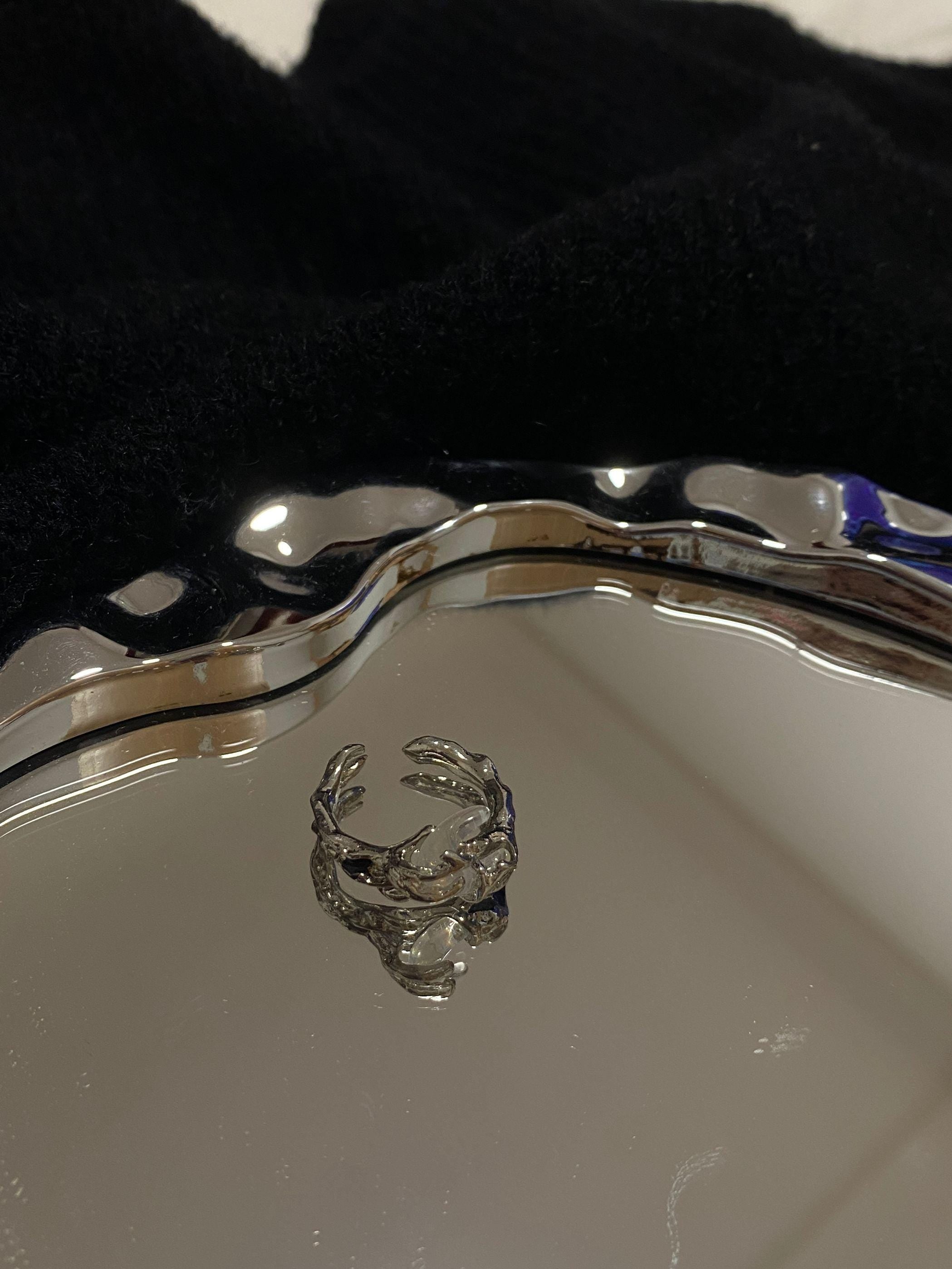 Handcrafted Silver Moon Ring with Melted Metal Details - Perfect Birthday Gift for Her
