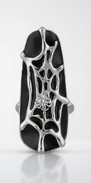 Cyberpunk 5Pcs Liquid Metal Mechanical Nail Ring - Dark Aesthetic Mechanical Armor Ring Niche Neutral Finger Jewelry