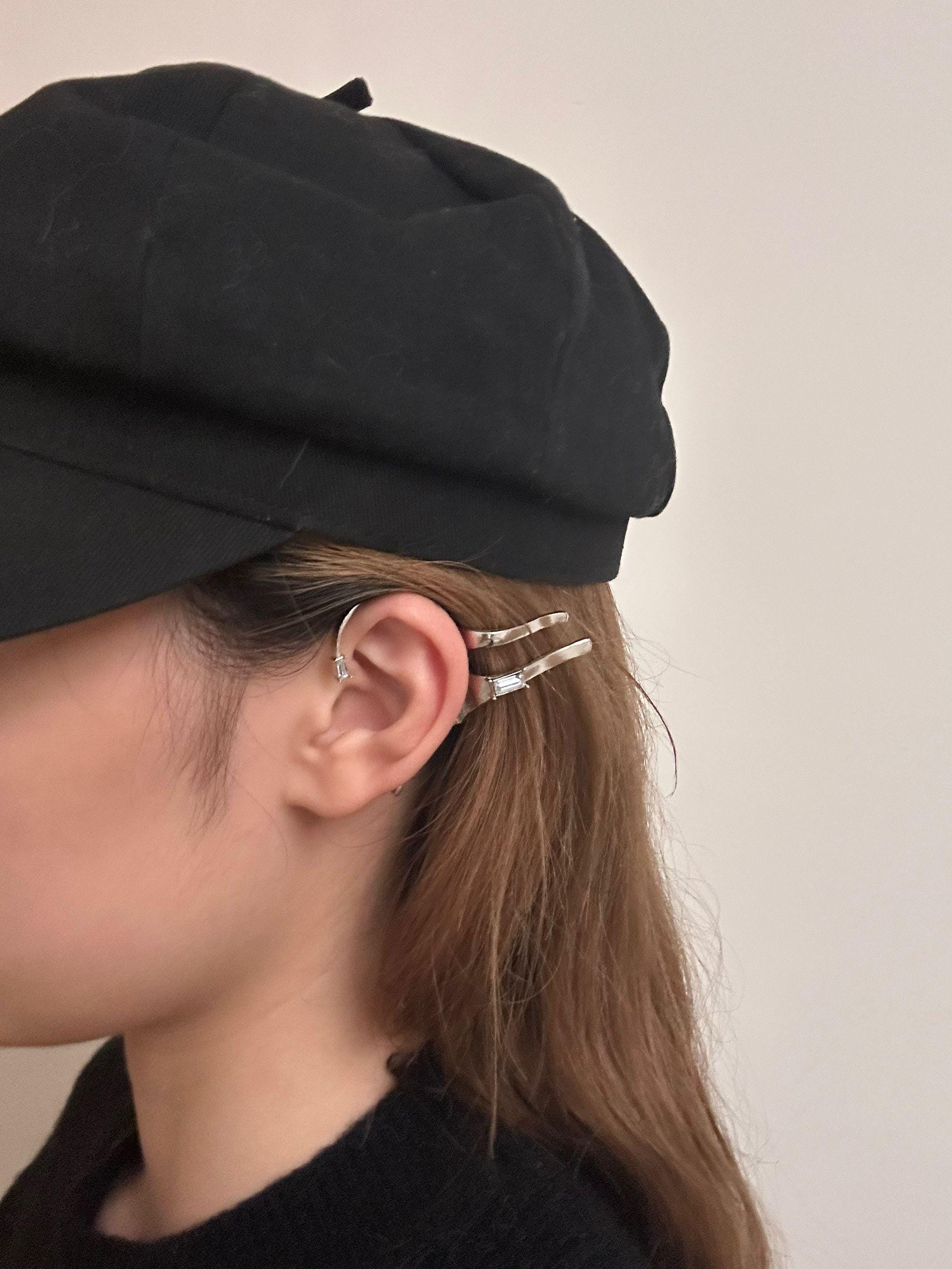 Cyber Elf Silver Ear Cuff – Unisex No Piercing Ear Clip Wrap | Hair Tuck Accessory & Fantasy Jewelry Gift