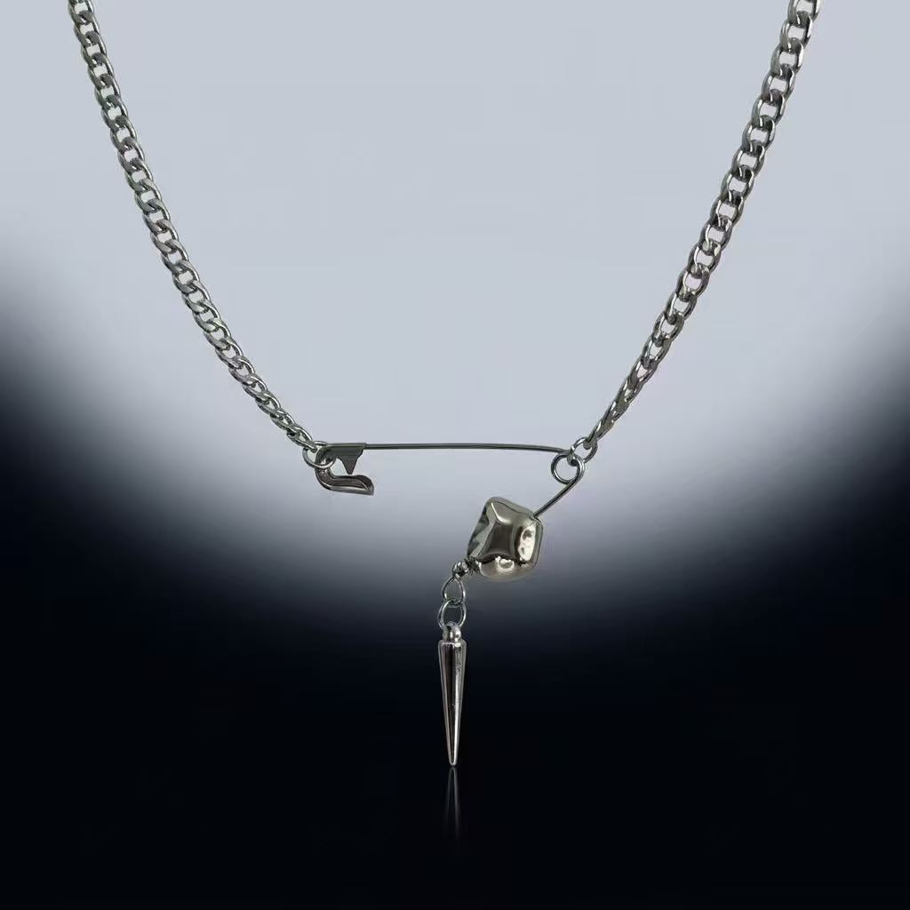Industrial Grid | Safety Pin Spike Necklace