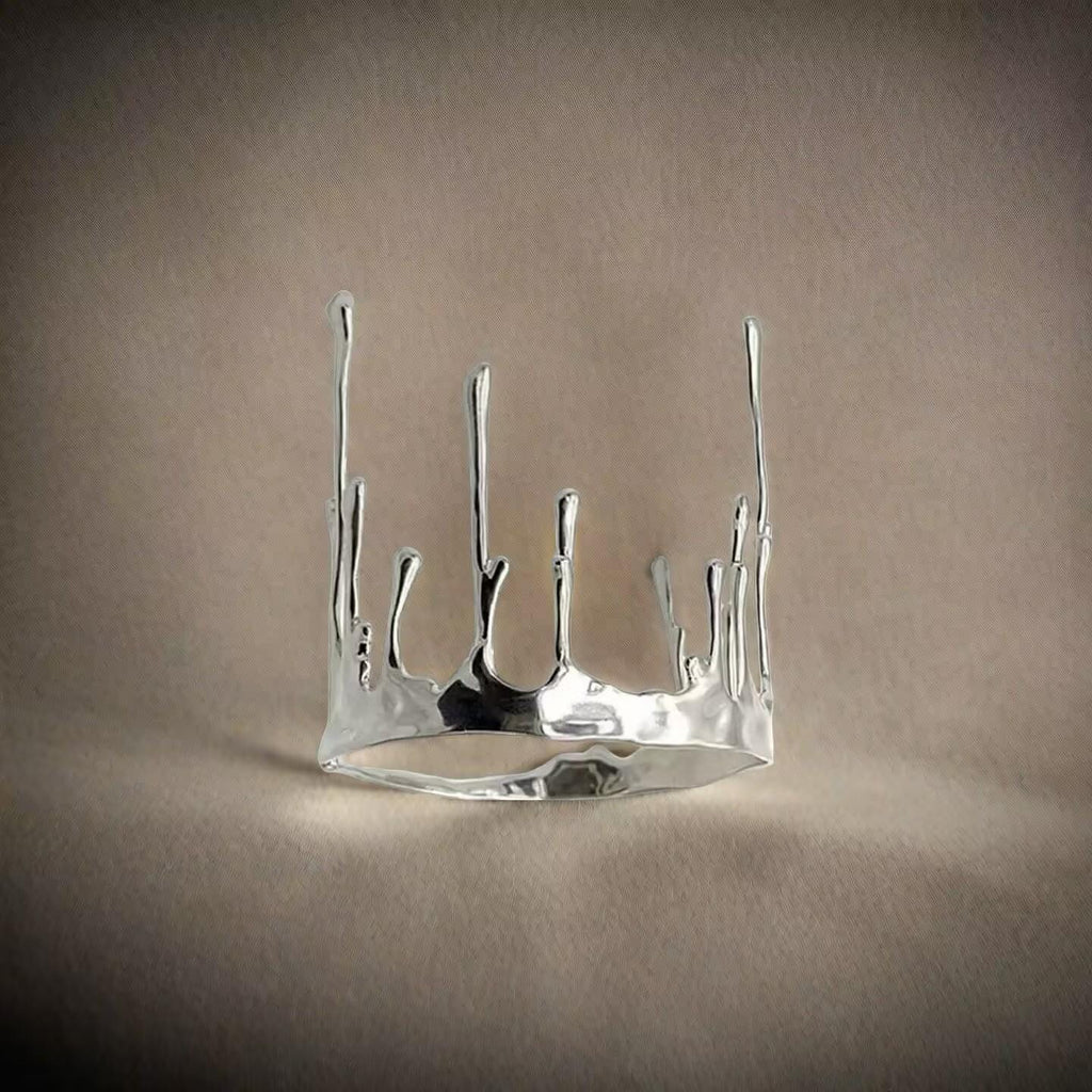 Arm Cuff | silver | Cybernicho | Molten Drip Sculptural Liquid Metal Bracelet | adjustable-y2k-minimalist-jewelry