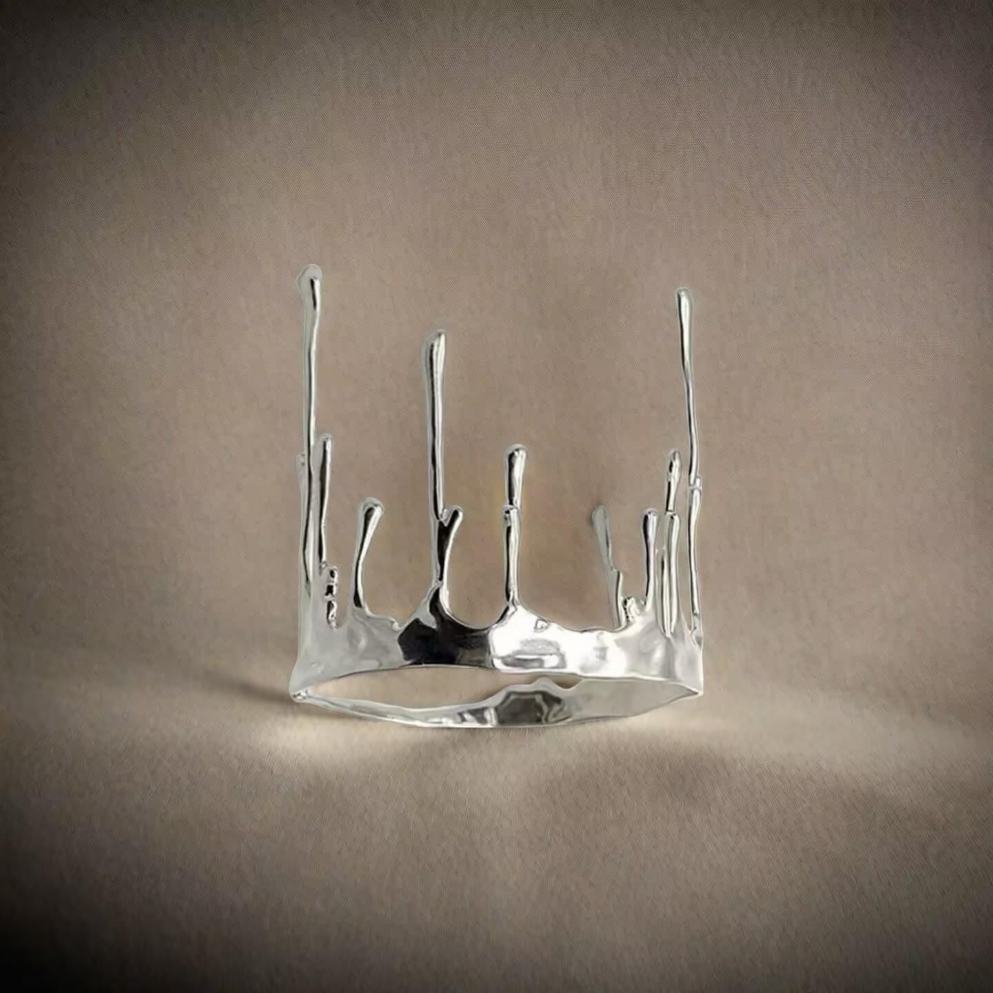 Arm Cuff | silver | Cybernicho | Molten Drip Sculptural Liquid Metal Bracelet | adjustable-y2k-minimalist-jewelry