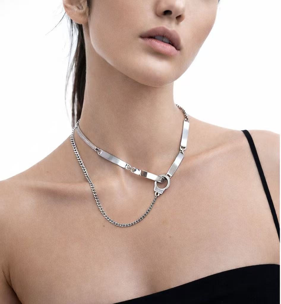 Chains | polished-silver | Cybernicho | Molten Shackle Industrial Link | cyberpunk-hardware-aesthetic