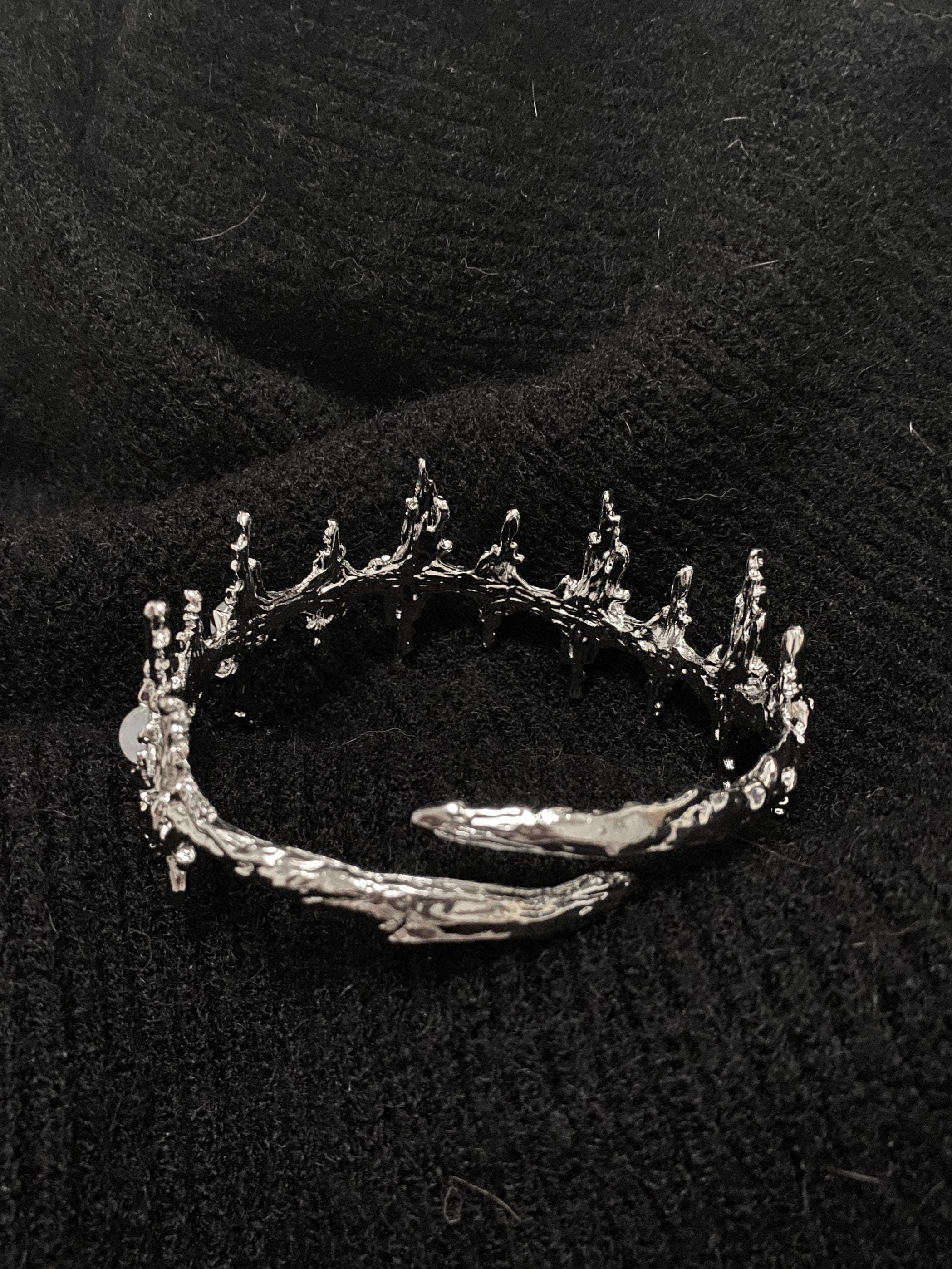 Arm Cuff | Silver | Cybernicho | Molten Nova White Agate Star | Adjustable Y2K Jewelry