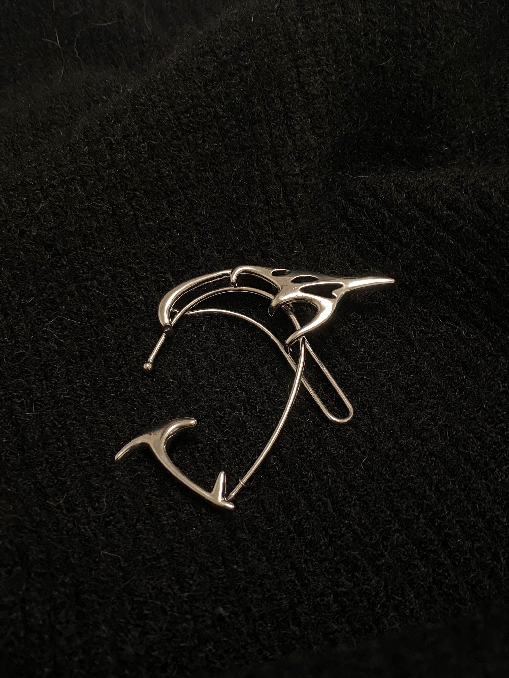 Ear Cuff Set | silver | Cybernicho | Molten Elf Cybernetic Dual Ear Armor | no-piercing-modular-fantasy-jewelry