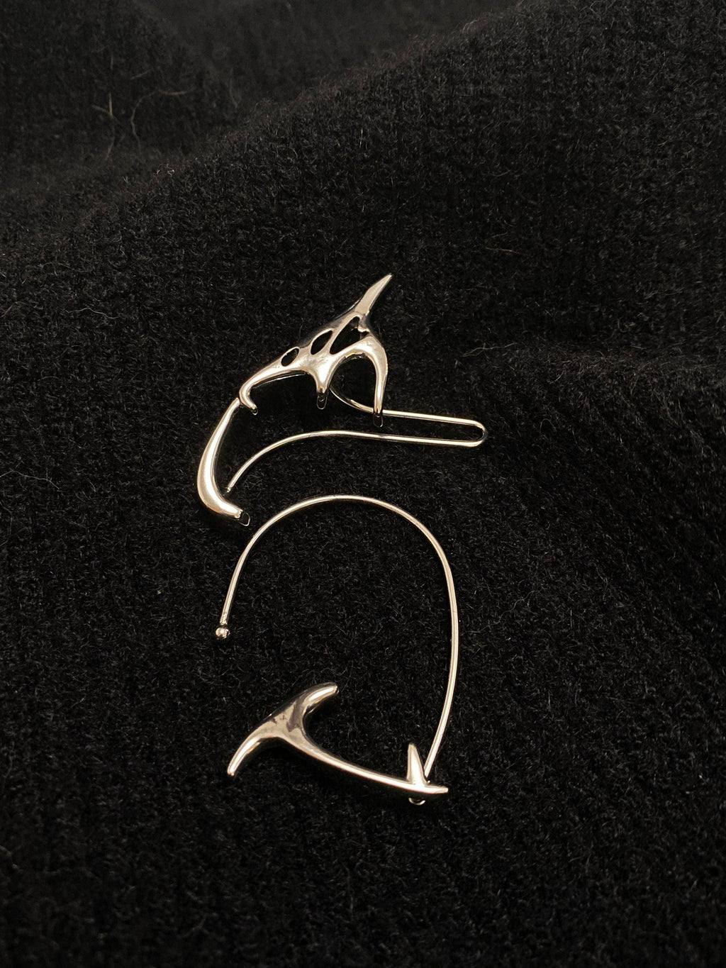 Ear Cuff Set | silver | Cybernicho | Molten Elf Cybernetic Dual Ear Armor | no-piercing-modular-fantasy-jewelry