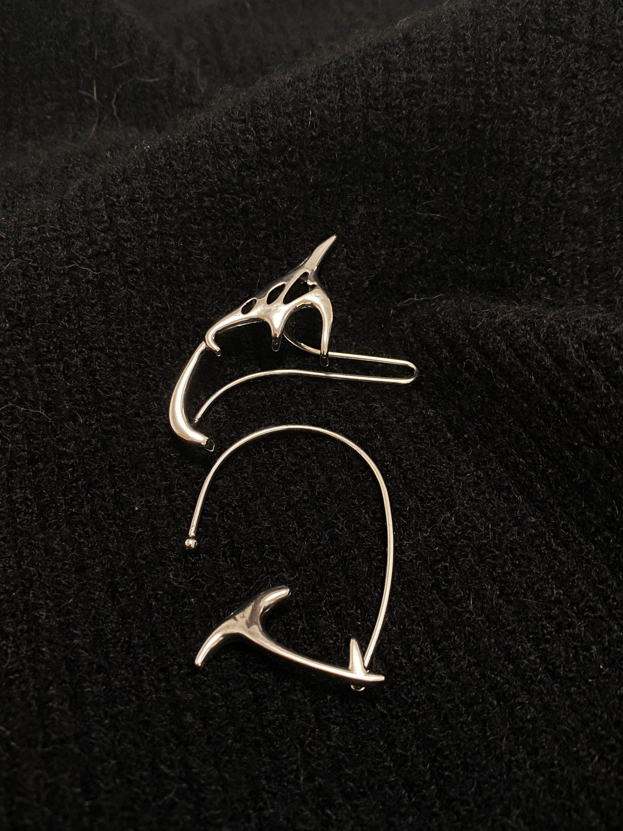 Ear Cuff Set | silver | Cybernicho | Molten Elf Cybernetic Dual Ear Armor | no-piercing-modular-fantasy-jewelry