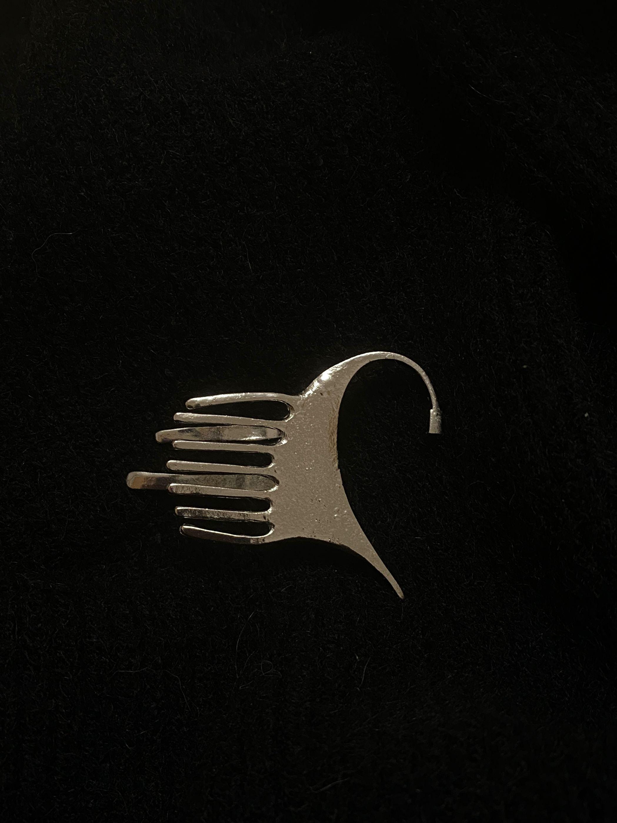 Ear Hook | silver | Cybernicho | Molten Elf Cybernetic Hair-Tuck Ear Cuff | no-piercing-fantasy-jewelry-accessory
