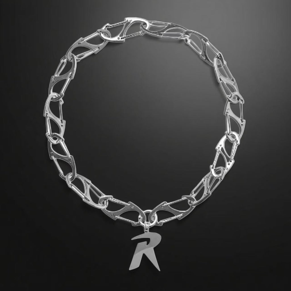  R-Link Magnetic Heart Necklace | industrial silver chain | titanium steel couple jewelry | Cybernicho Molten Collection