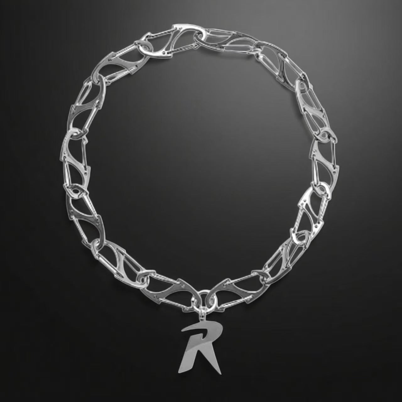  R-Link Magnetic Heart Necklace | industrial silver chain | titanium steel couple jewelry | Cybernicho Molten Collection