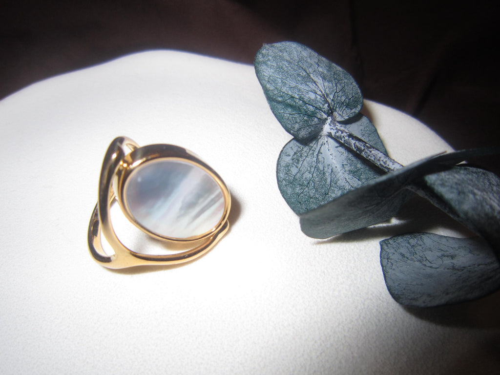 Abalone Shell Ring,Double Sided,Shell Ring,Gold Ring, Statement Ring,Rotatable Ring,Mother Of Pearl Ring,Style Gold Jewelry,Gift For Her