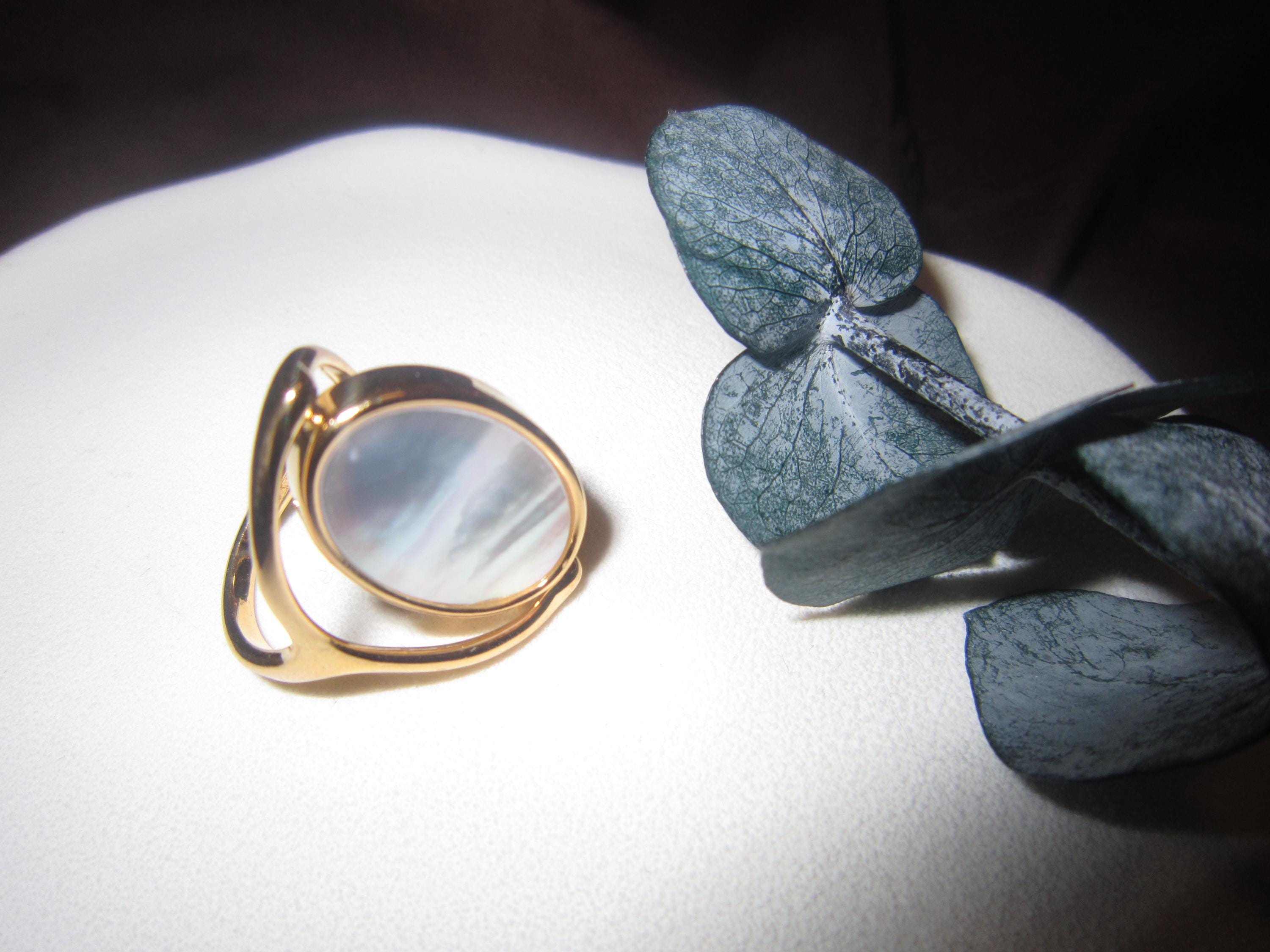 Abalone Shell Ring,Double Sided,Shell Ring,Gold Ring, Statement Ring,Rotatable Ring,Mother Of Pearl Ring,Style Gold Jewelry,Gift For Her