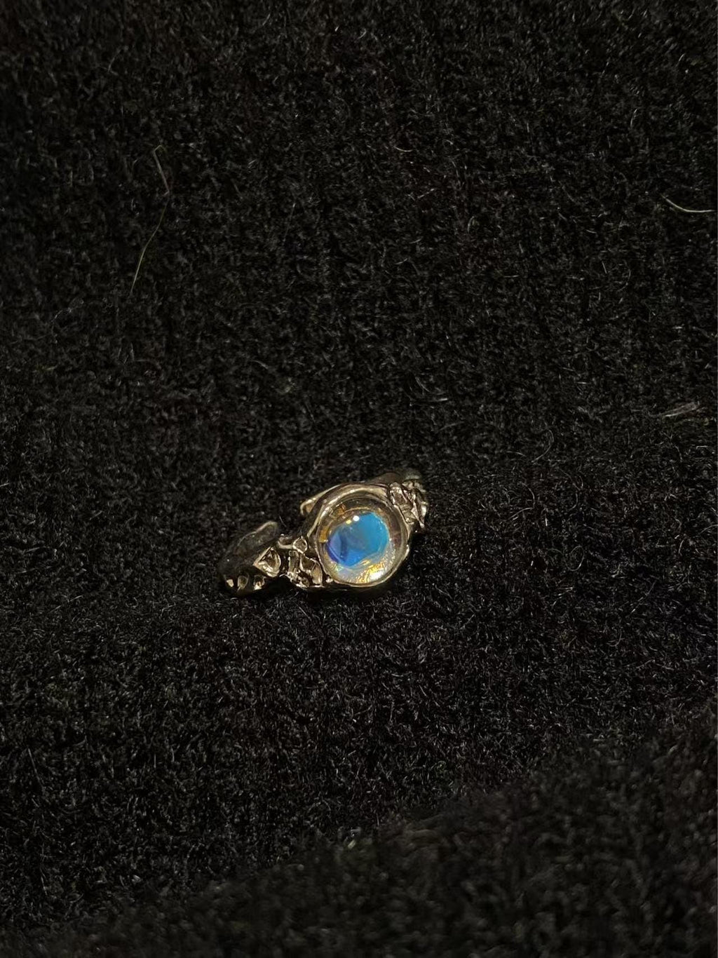 Silver Star Gemstone Ring Chunky Statement Ring Jewellery Liquid Metal Moonstone Ring Gift For Her Birthday handmade melted metal