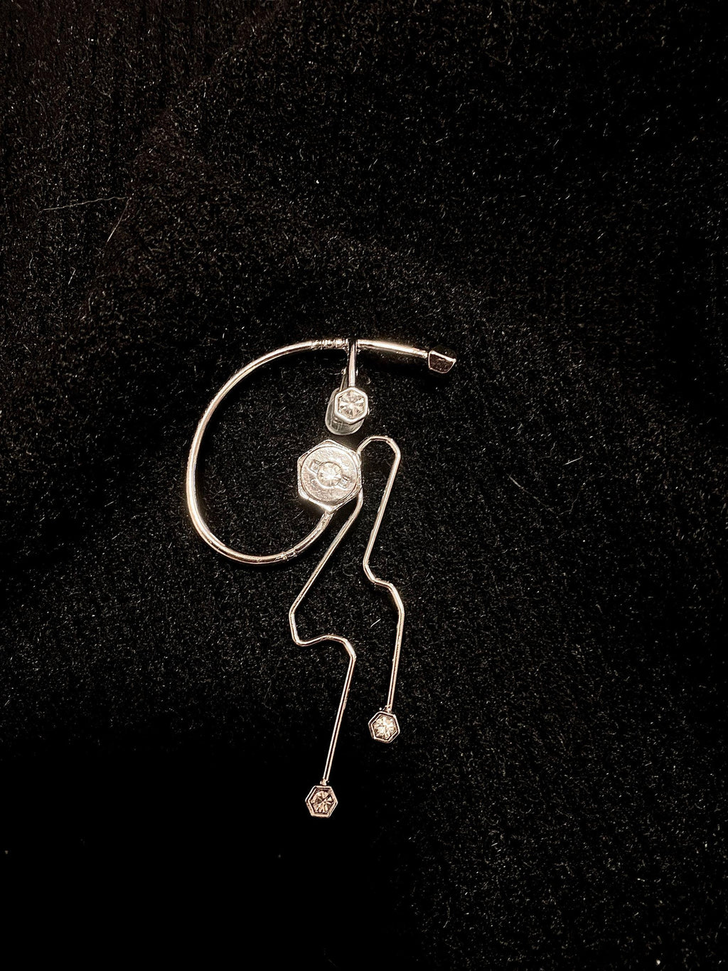 Silver Finish Gemstone Cyber Ear Cuff Chunky Cuff Wrap Earrings Jewellery Liquid Metal Ring Gift For Her Him Birthday handmade melted metal
