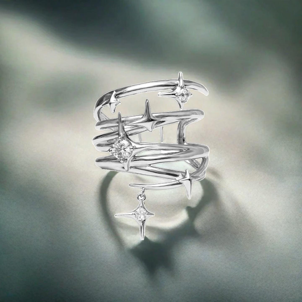 Cyberpunk Starburst Ponytail Clip: Liquid Silver Platinum Hair Accessory