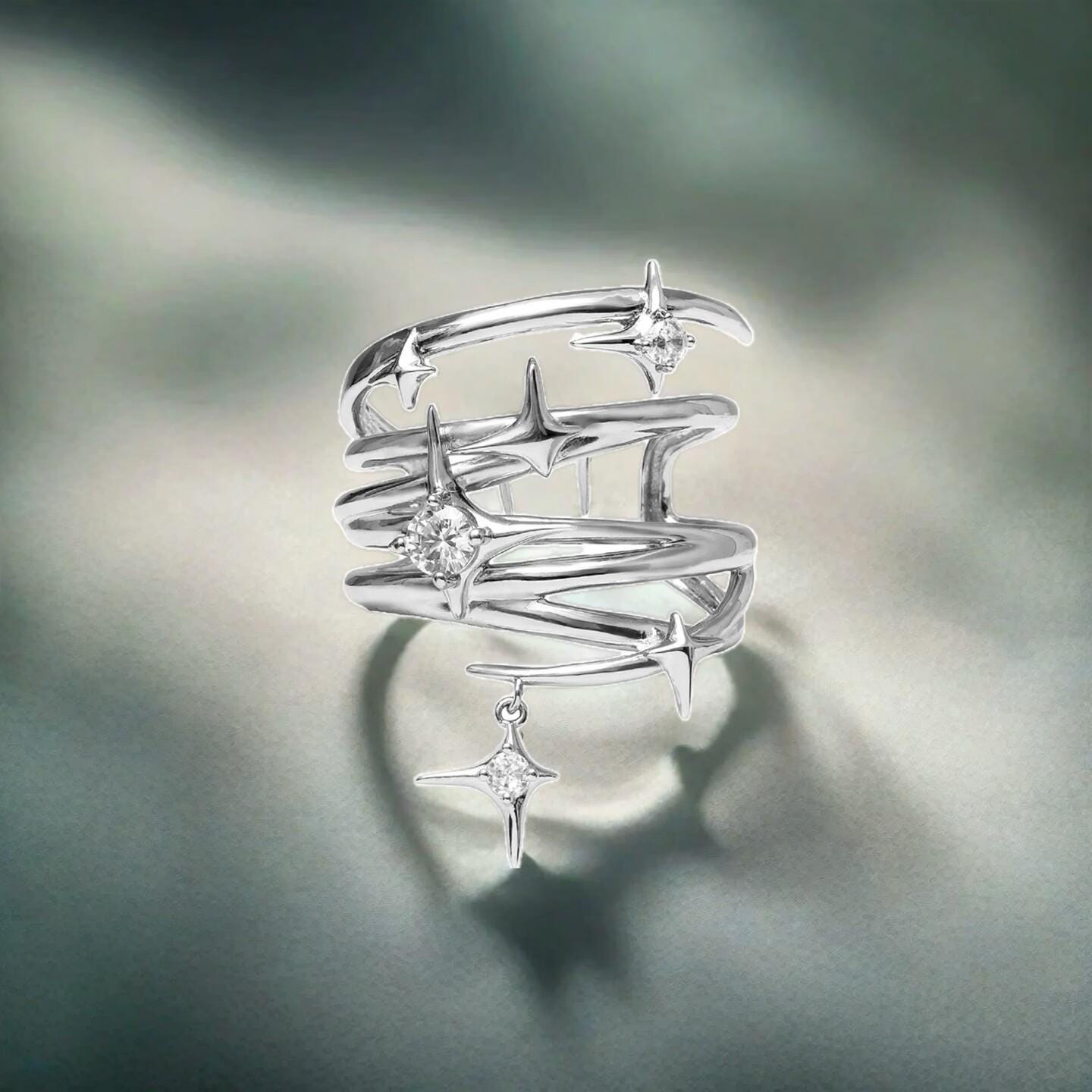 Cyberpunk Starburst Ponytail Clip: Liquid Silver Platinum Hair Accessory